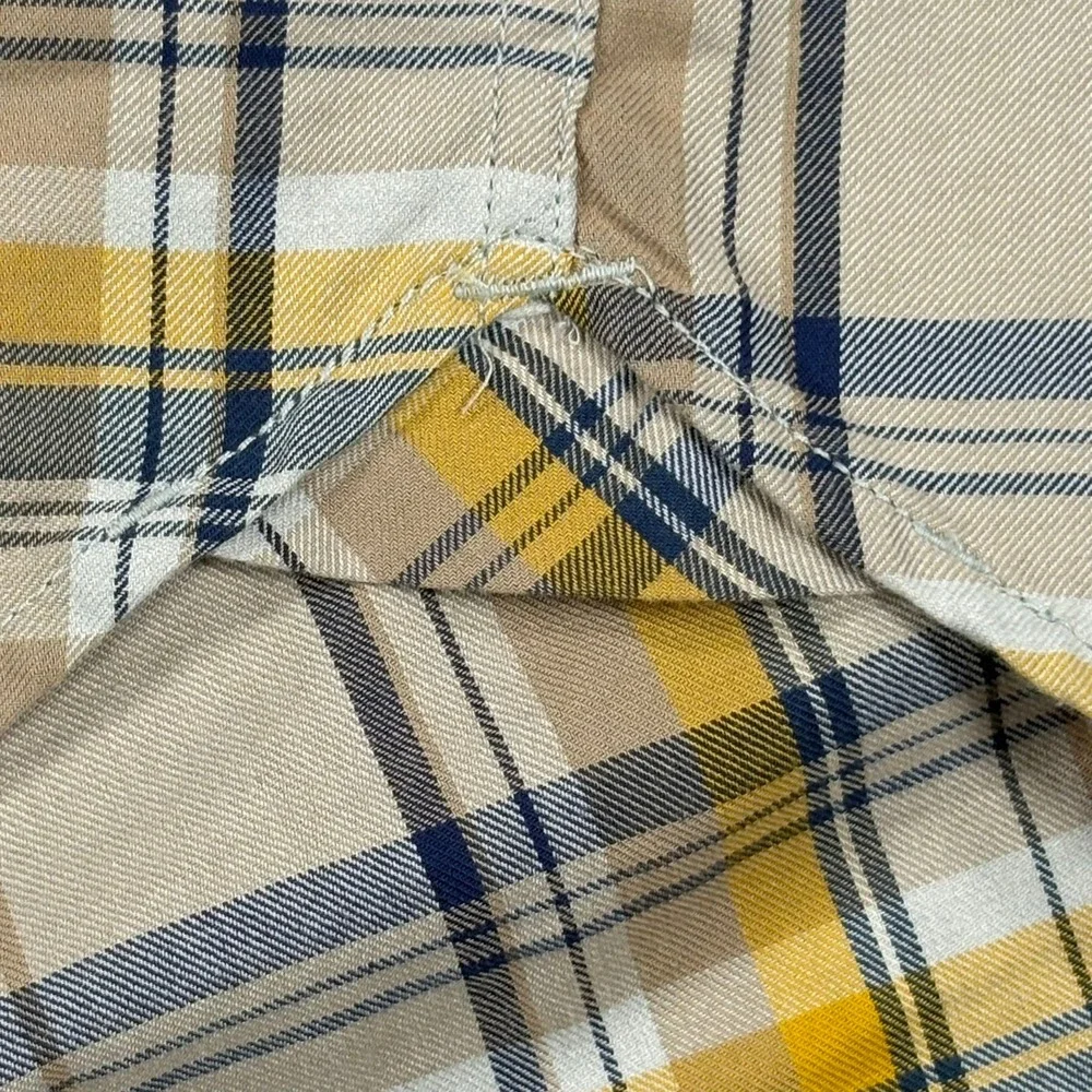 The North Face Short Sleeve Hiking Shirt Mens Size S Yellow Plaid Button Up